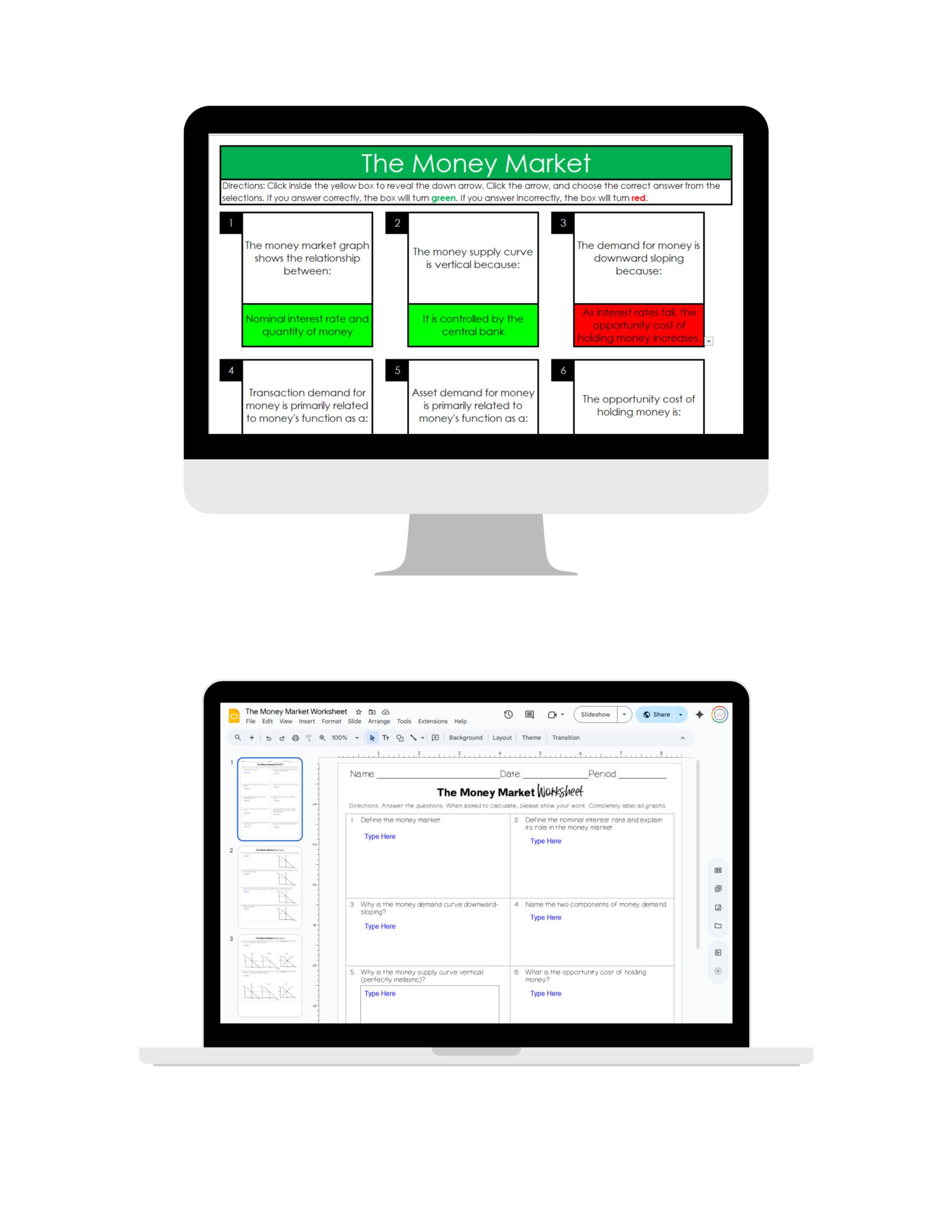 The Money Market Worksheets - Michelle Wood